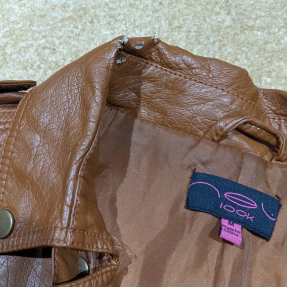 neu look Brown Faux Leather Cropped Jacket - Picture 4 of 9